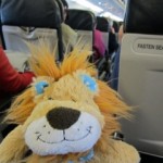 Lewis on the aeroplane to London