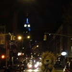 Lewis with the Empire State Building by night
