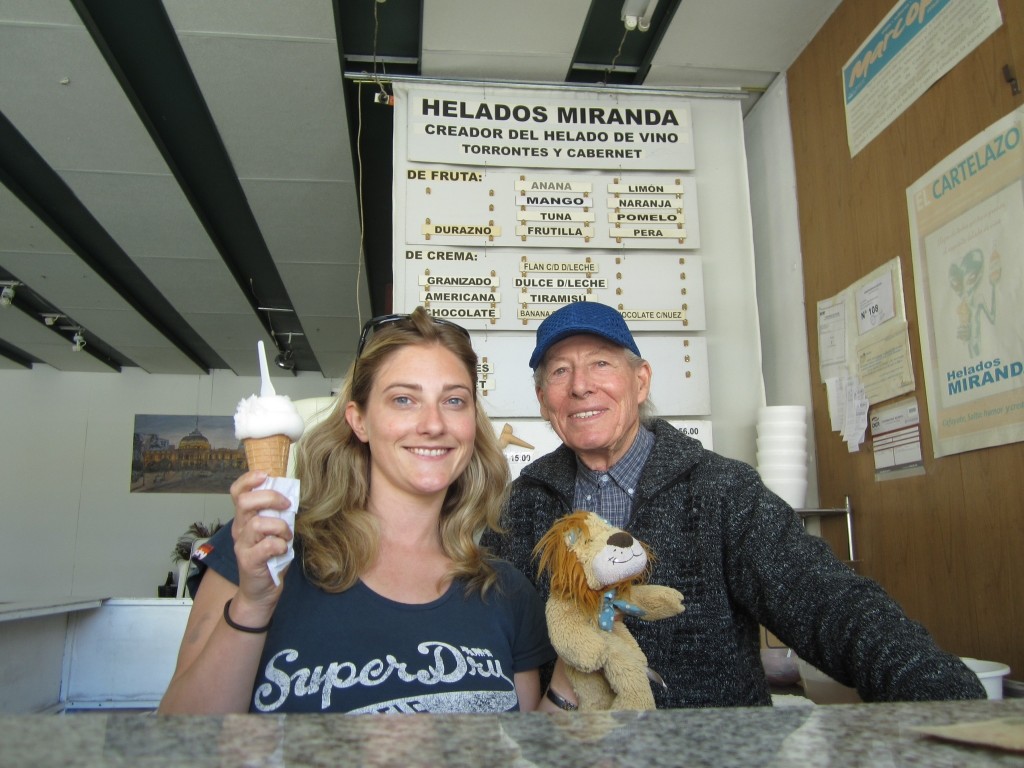 Lewis and Helen join the ice cream seller behind the counter!