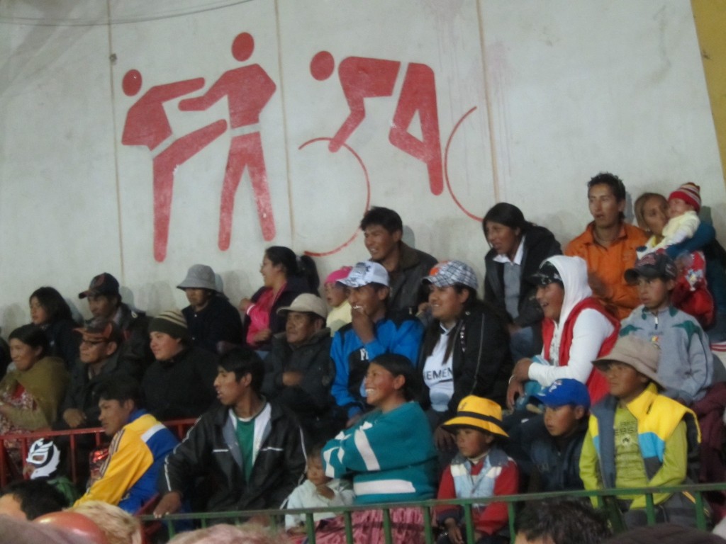 The audience at the Cholitas Wrestling in La Paz