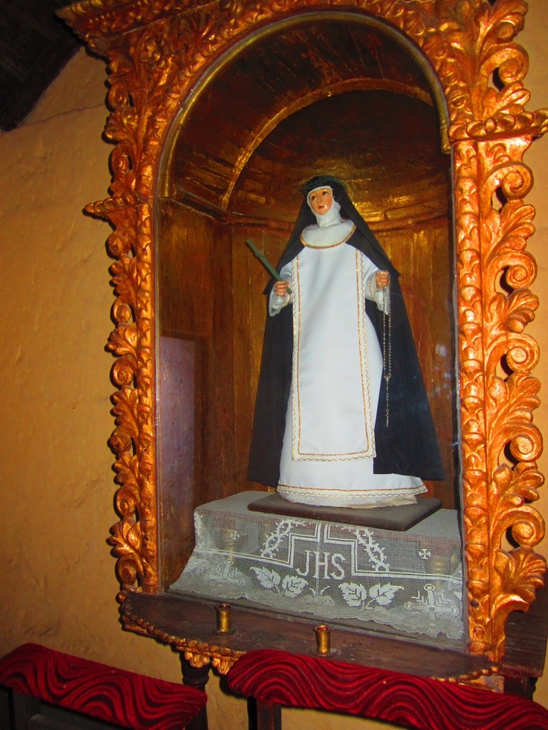 This statue shows how the nuns used to be dressed in a special habit and veil