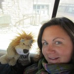 Lewis the Lion with Kelly, one of his longest travelling companions