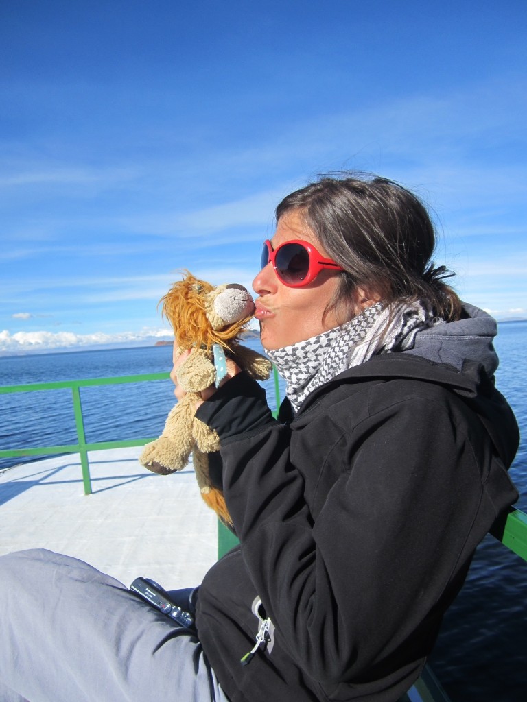 Lewis with Aurelie, Isla del Sol, Bolivia