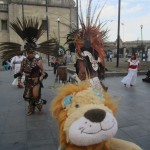 Lewis watches the traditional Aztec dancers
