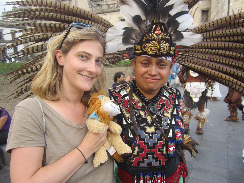 Lewis and Helen are impressed by the Aztec costume