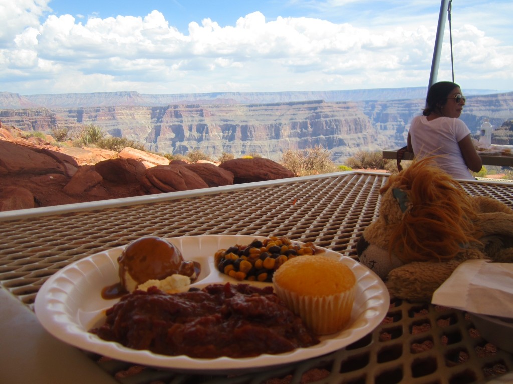 Lewis enjoys a hearty lunch at the Grand Canyon