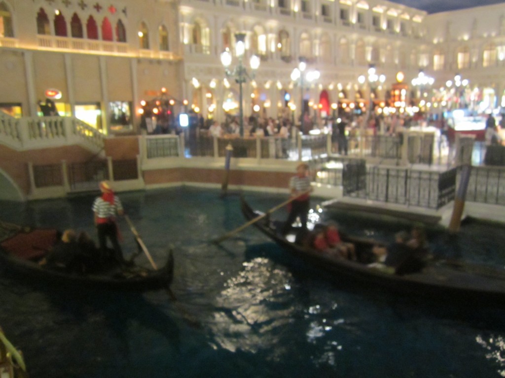 The hotel has a canal and gondolas running through it!