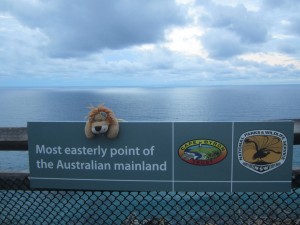 Lewis the Lion at Australia's most easterly point