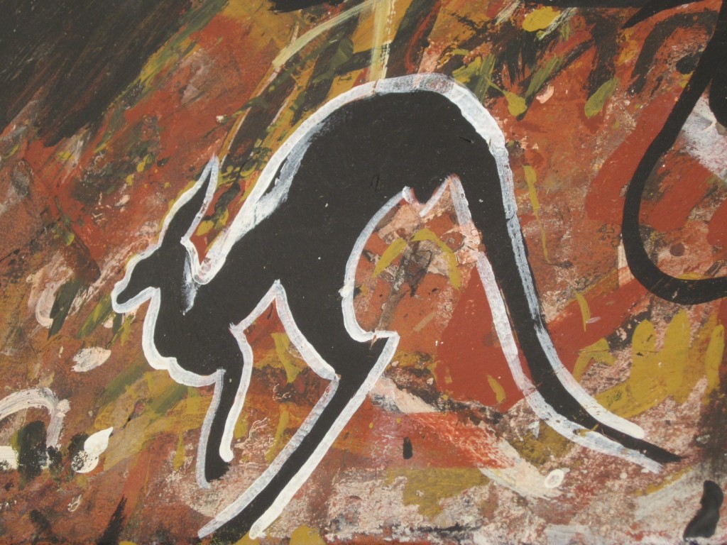 A kangaroo painted in the classic colours