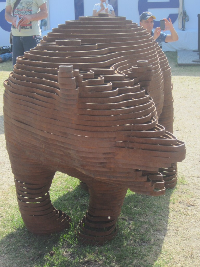 Cleverly sculpted metal to form this bear