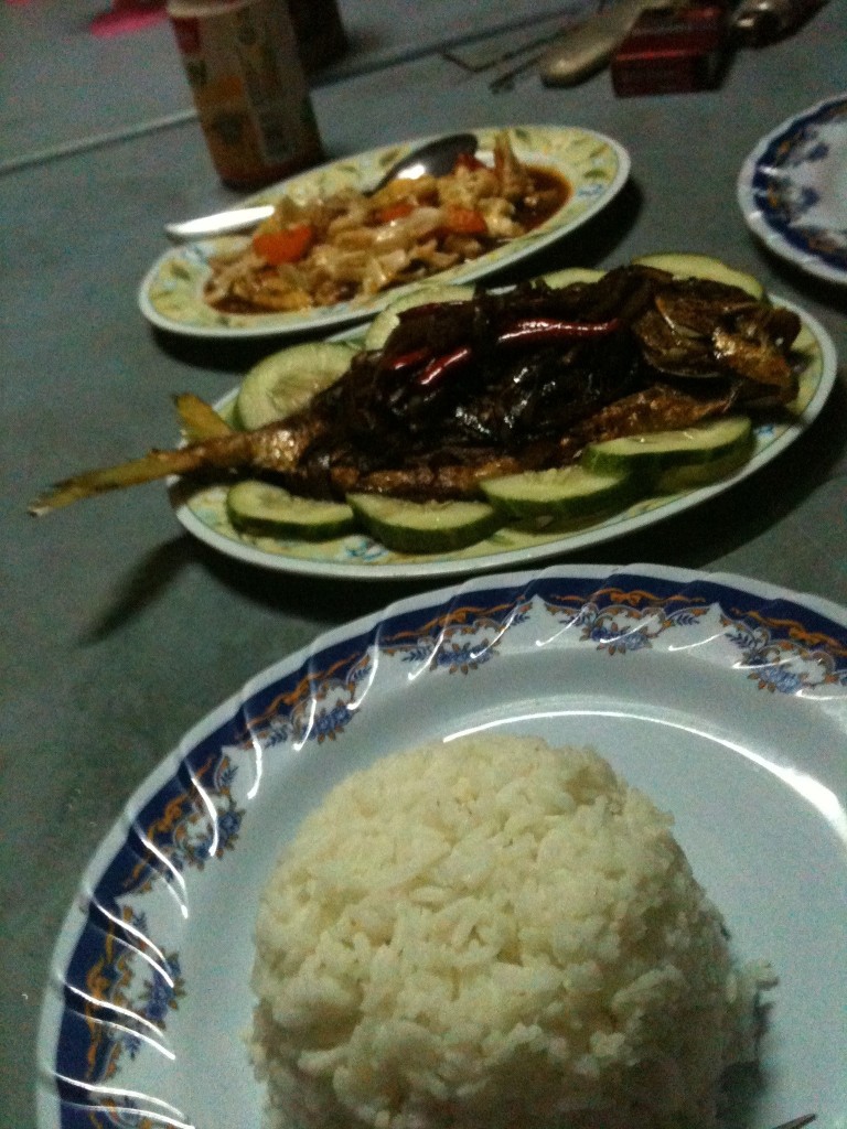 Fresh fish with vegetables and rice
