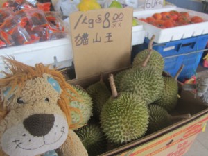 Lewis meets the king of smelly fruits for the first time - the durian