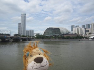 Lewis the Lion looks back on the Esplanade - Theatres on the Bay
