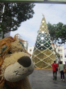 Lewis the Lion thinks it's strange to celebrate Christmas when it's so hot and humid!