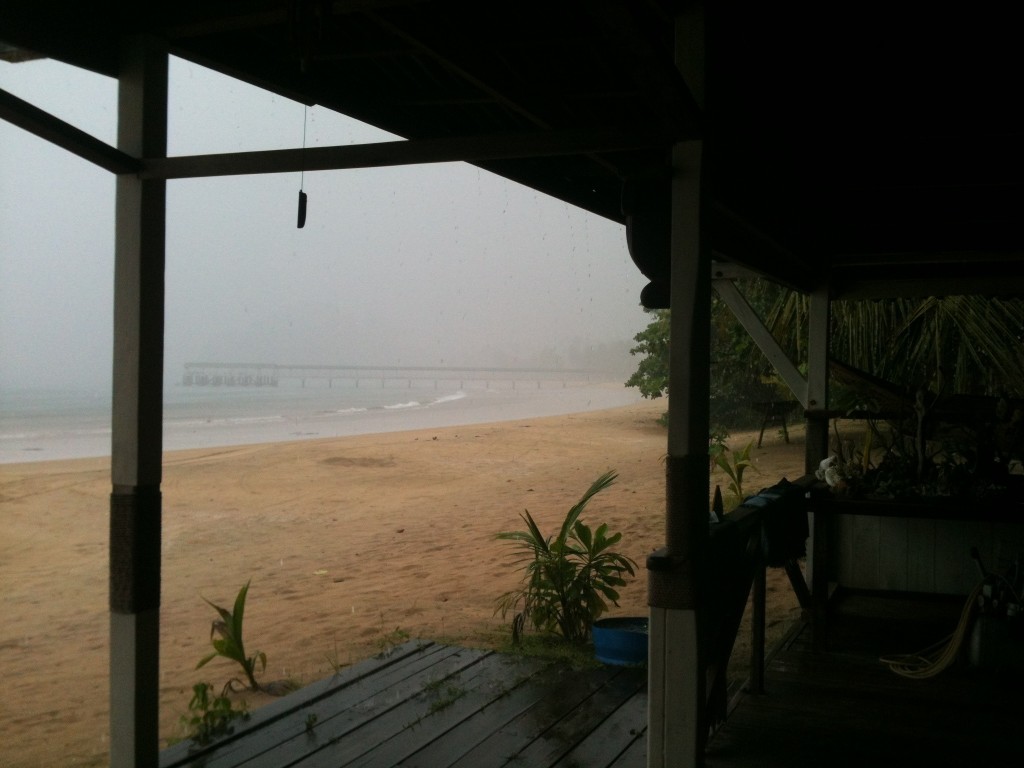 The thick cloud blankets the beach for a few minutes