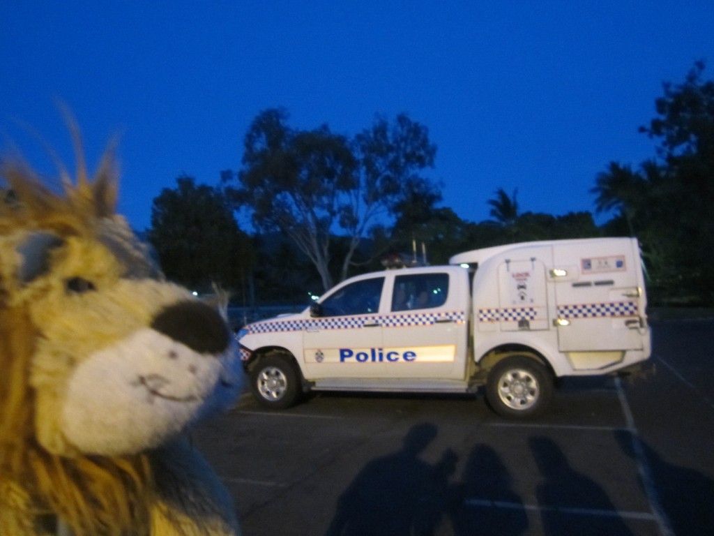 Lewis the Lion sees an Australian police car