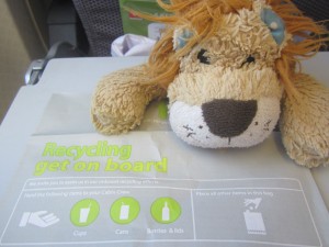 Lewis the Lion learns to recycle wherever possible, even in midair 