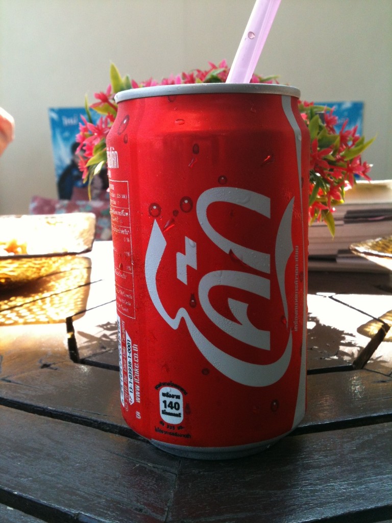 A Thai Coke can written with the Thai script