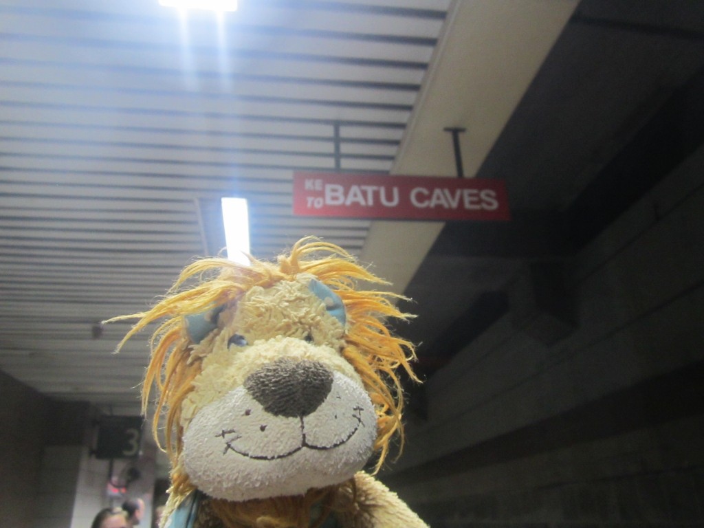 Lewis the Lion gets ready to board the train to the Batu Caves
