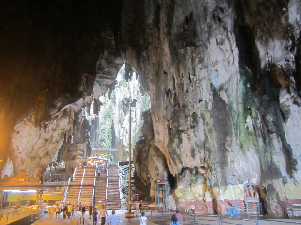 A view from inside of the enormous hollowed out Batu caves