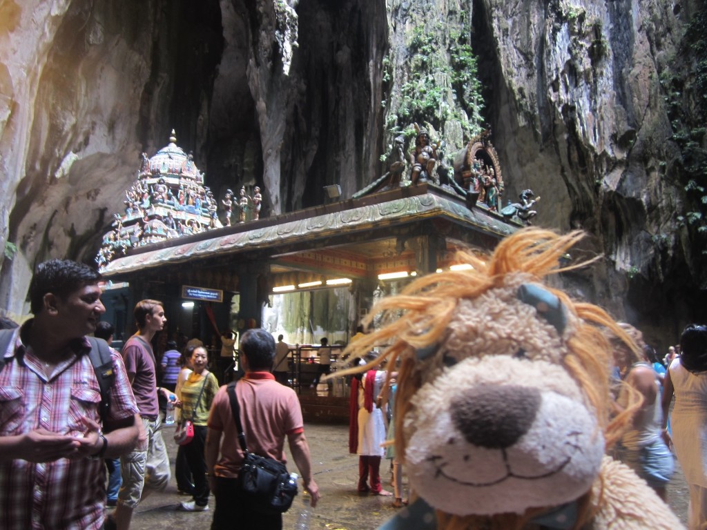 Lewis the Lion at the Hindu shrine inside the heart of the caves