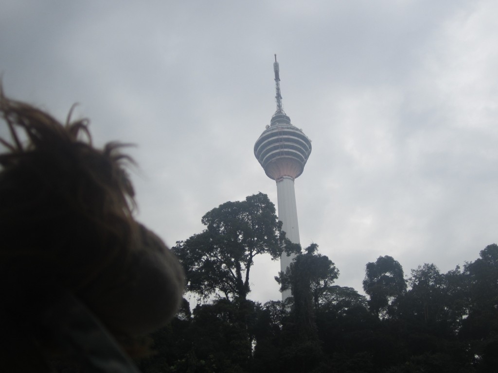 Lewis the Lion looks up at KL's other famous tower: The Sky Tower