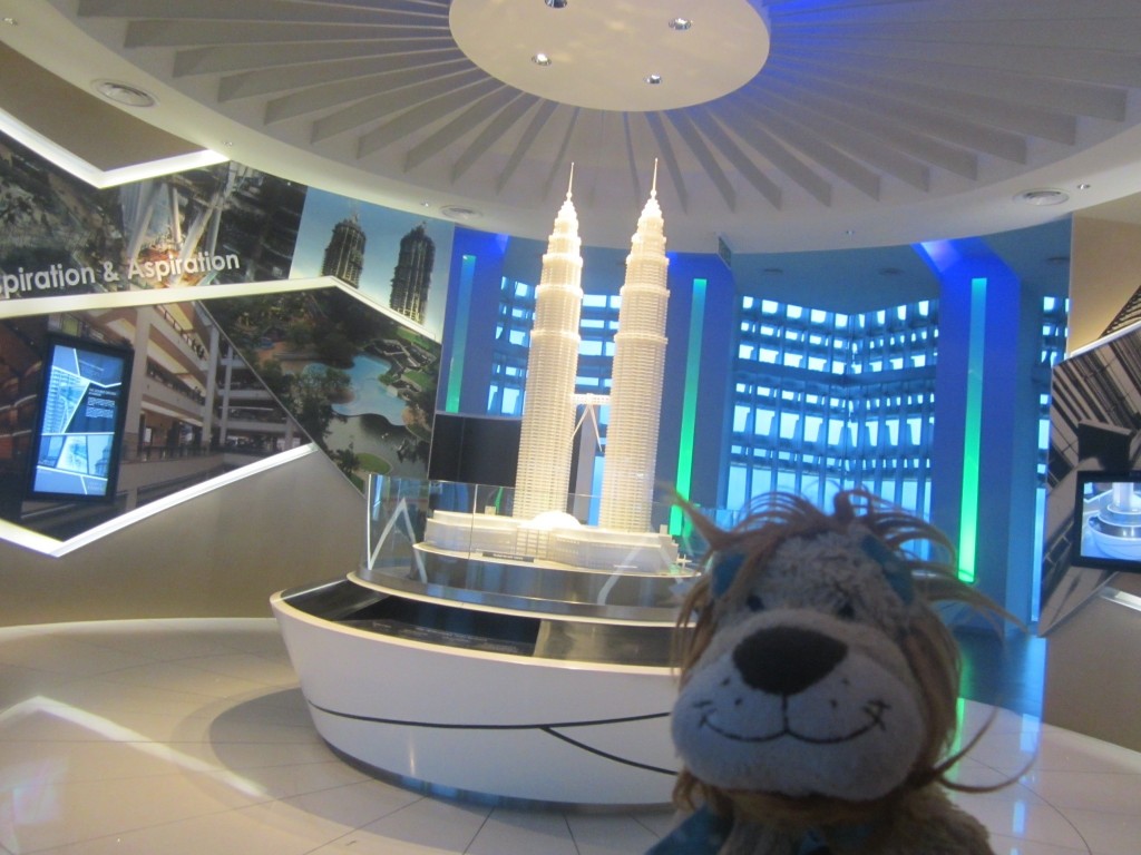Lewis the Lion loves the technology at the top of one of the Petronas Towers