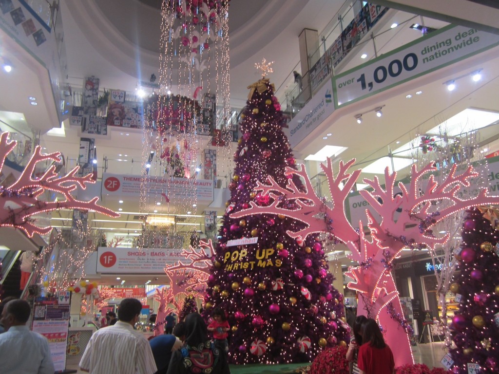 Shopping malls are adorned with Christmas decorations
