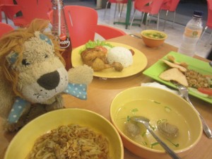 Lewis the Lion enjoys his first Indonesian meal