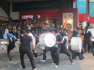 The drumming competition pulls in a crowd