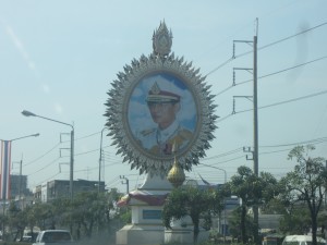 Billboards paying tribute to the Thai King adorn all of the streets