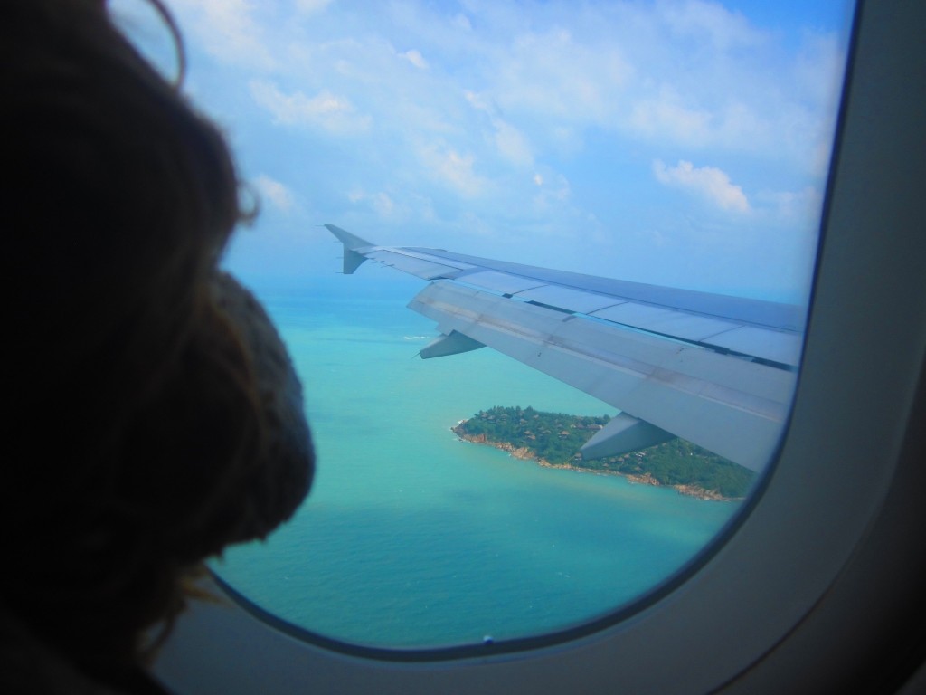Lewis excitedly looks out onto the island of Koh Samui