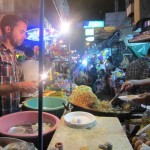 Revellers enjoy the food stalls on the Khao San Road