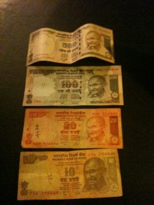 The ten to five hundred rupee notes