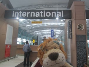 Lewis the Lion prepares to leave Jakarta airport, bound for Bangkok
