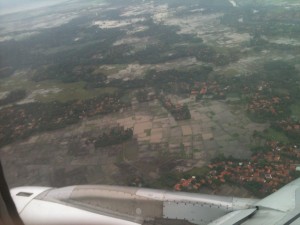 Flying above the rice paddies of Indonesia