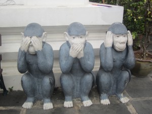 The three monkeys: see no evil, speak no evil, hear no evil