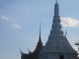 Elephant trunks trumpet skywards on these Thai buildings
