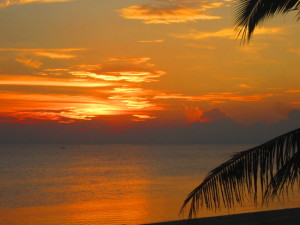 Watching the sun set from Lewis the Lion's tropical beach paradise in Koh Phagnan