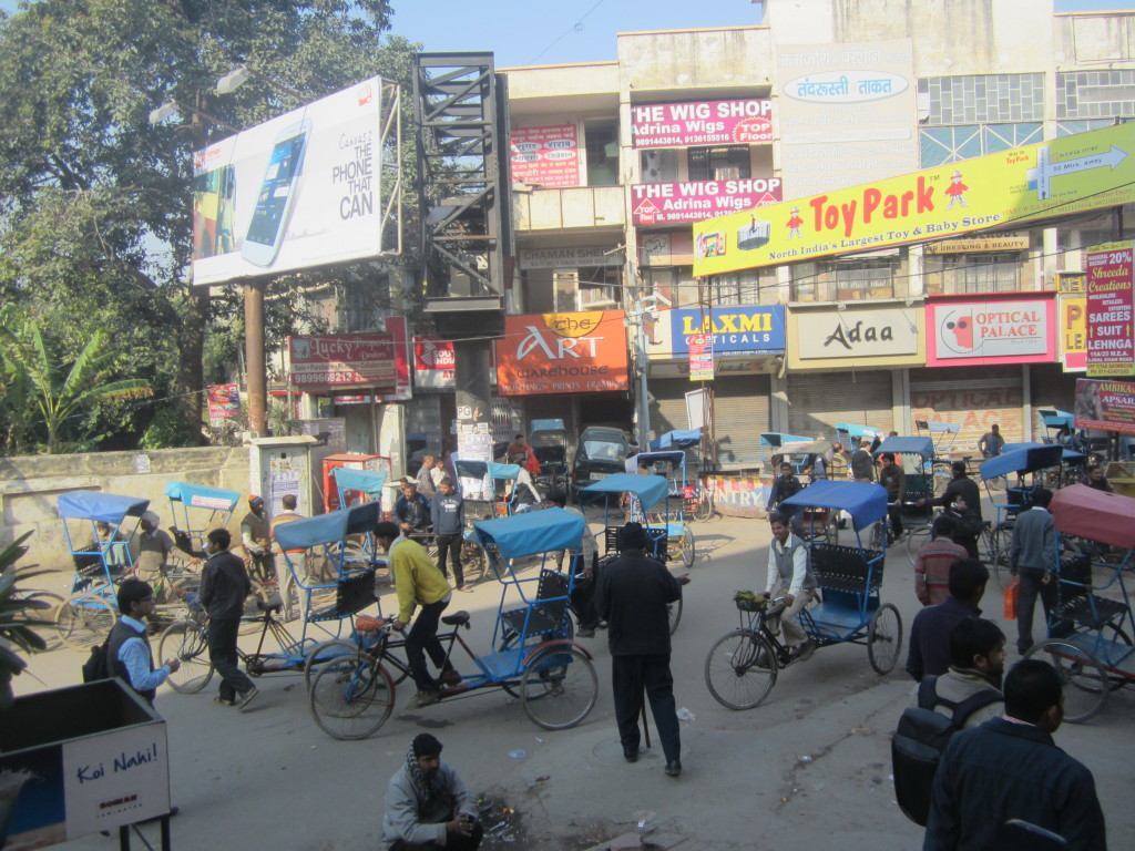 Rickshaws fight for space on the busy roads
