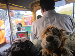 Lewis rides in a New Delhi tuk-tuk