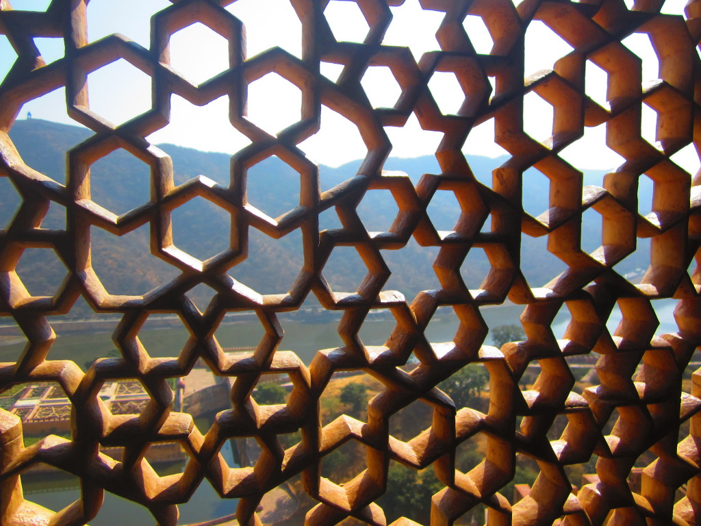 Looking through a grid from the Summer Palace