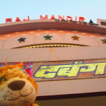 Lewis stands outside the famous Raj Mandir Cinema