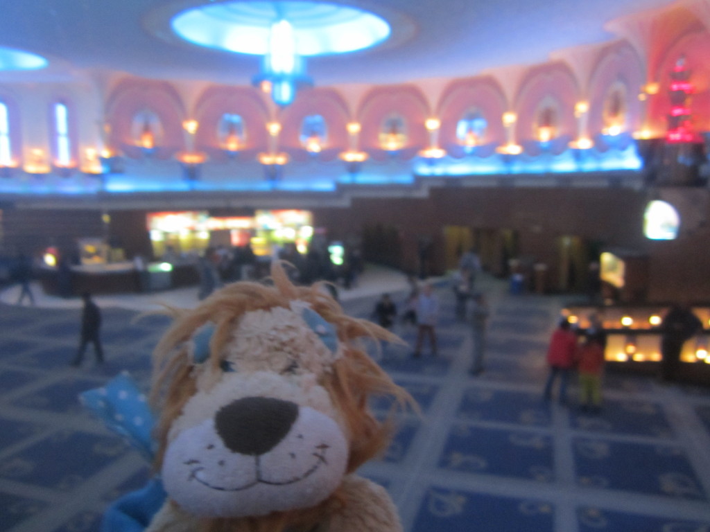 Lewis the Lion loves the ostentatious foyer of the cinema hall