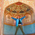Helen poses in one of the colourful archways