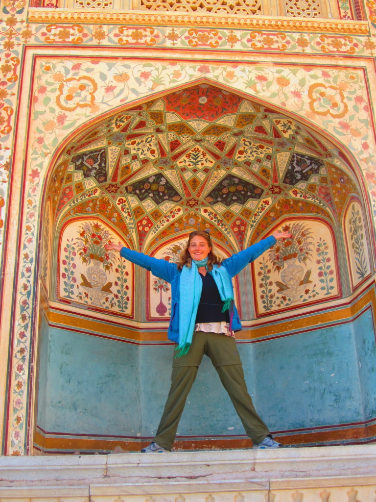 Helen poses in one of the colourful archways