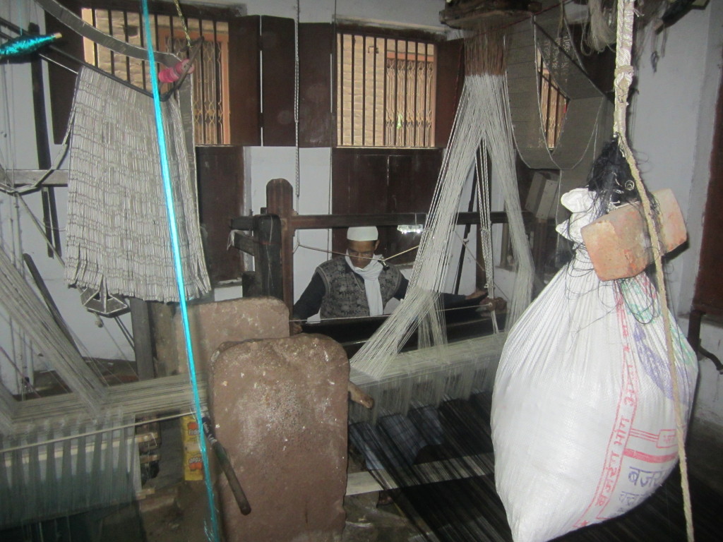 The weaving looms in the silk rooms of Varanasi