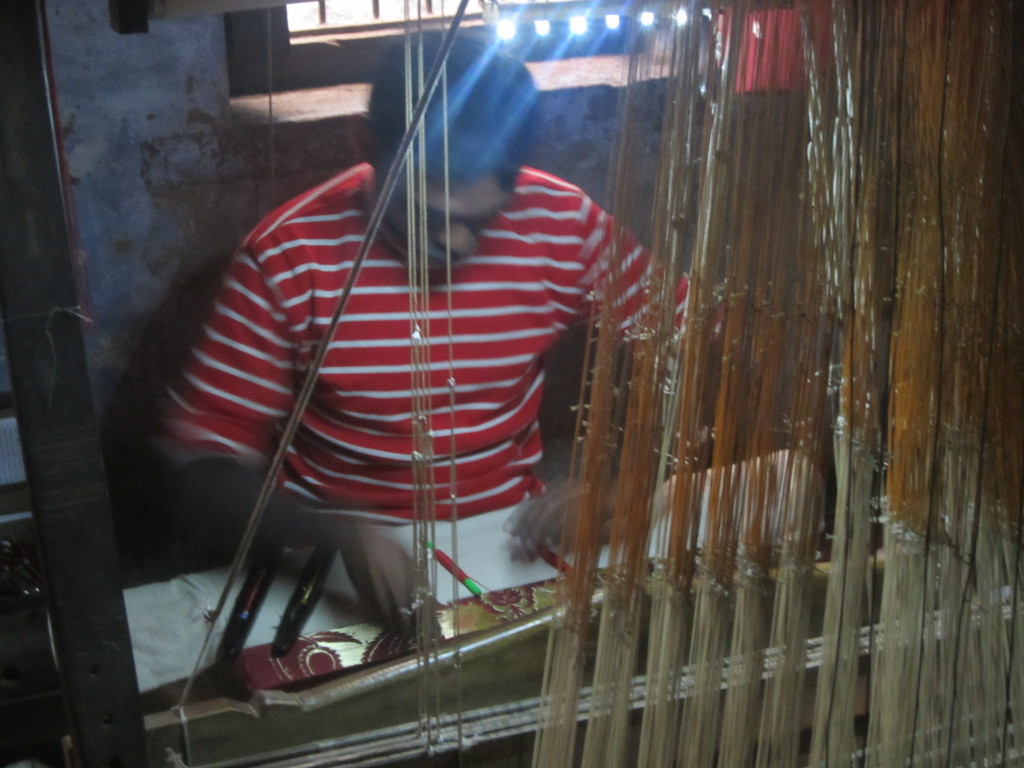 A traditional Varanasi weaver at work