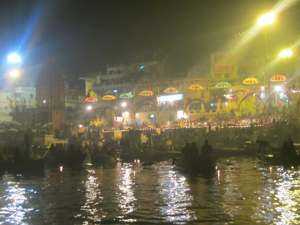 Hypnotic music and lights on the banks of the River Ganga