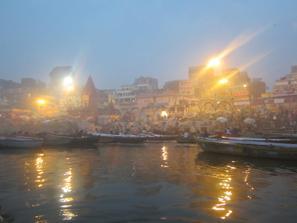 The boats line up by the quay ready to take the pilgrims and tourists